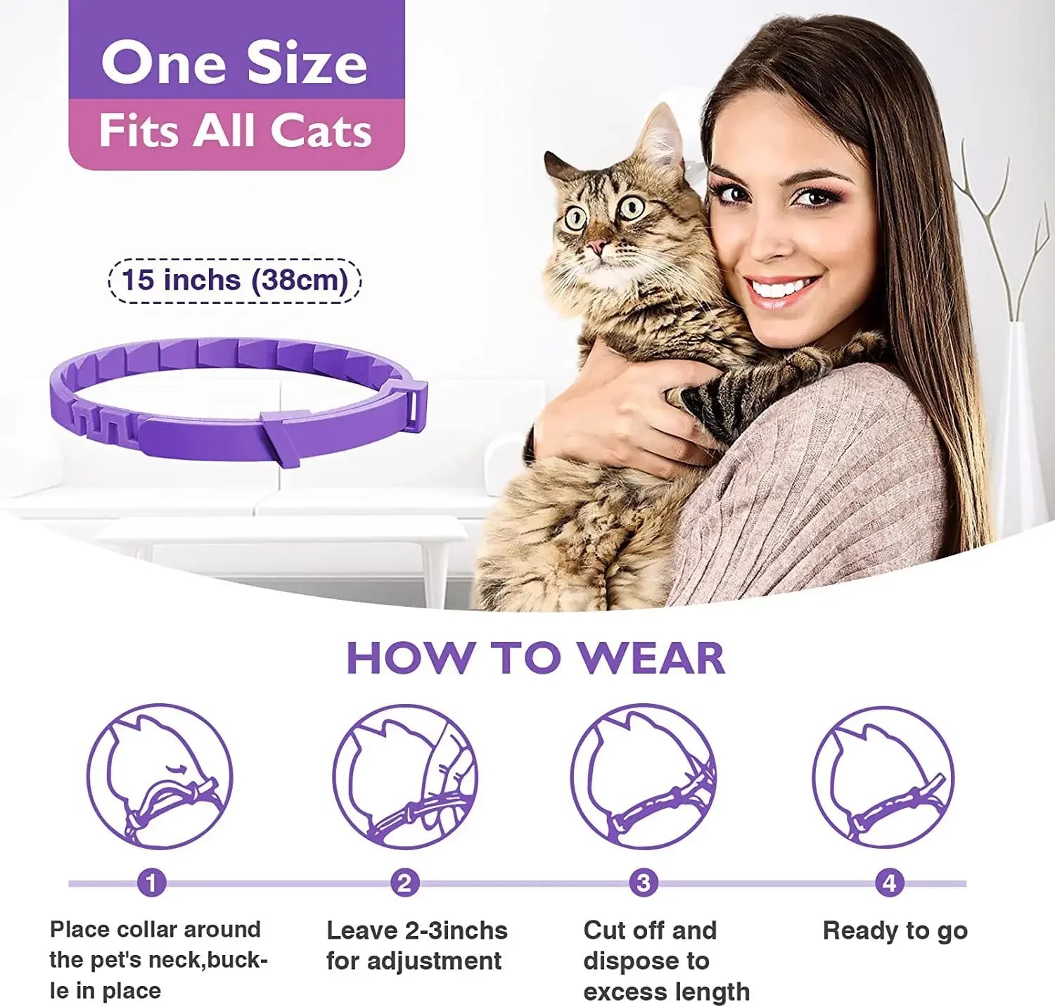 Collar Antipulgas y Garrapatas Calmante para Perros y Gatos